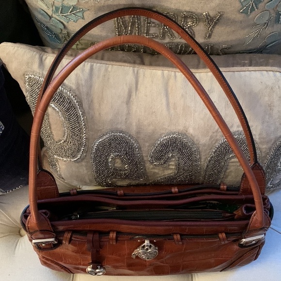 BRIGHTON Alligator Embossed Leather Handbag - Whiskey - Picture 7 of 17